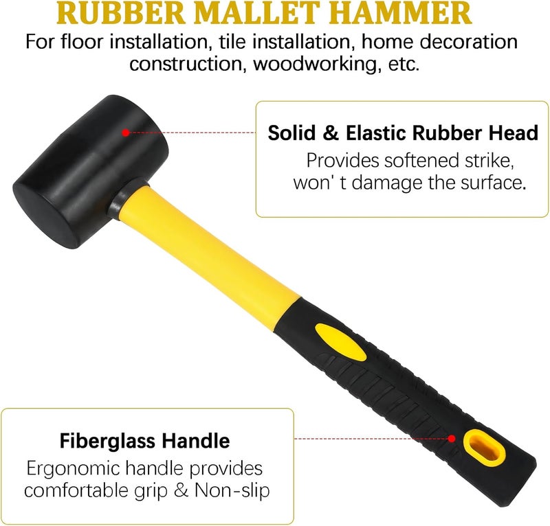 Genubi Industry Floor Gap Fixer Tool for Laminate Floor Gap Repair Plank Grabber Includes Heavy Duty Aluminum Suction Cup and Fiberglass Handle Rubber Mallet (Can't Use on Scraped Surface Floor) - Image 4